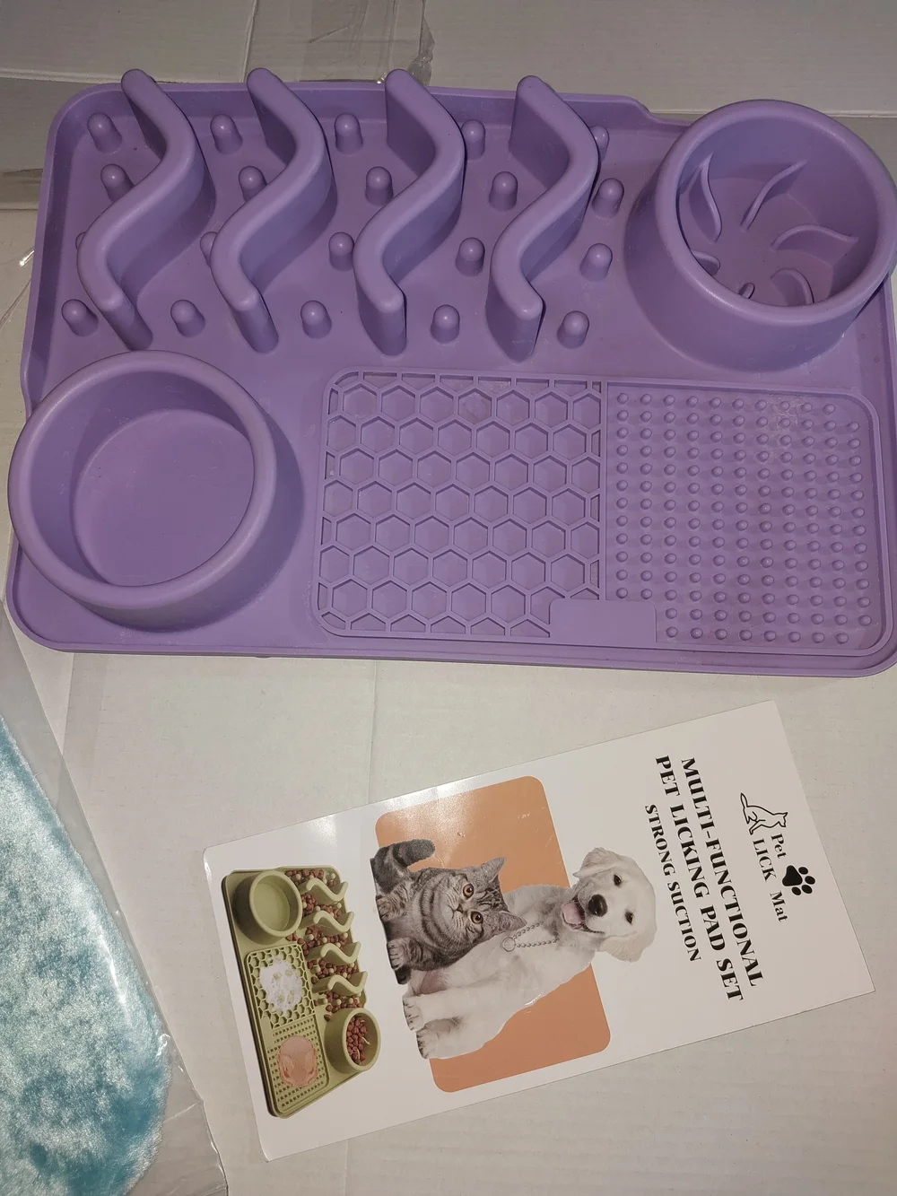 Purple Slow Feeder Lick Mat and Bath Mitt Set - Unbranded